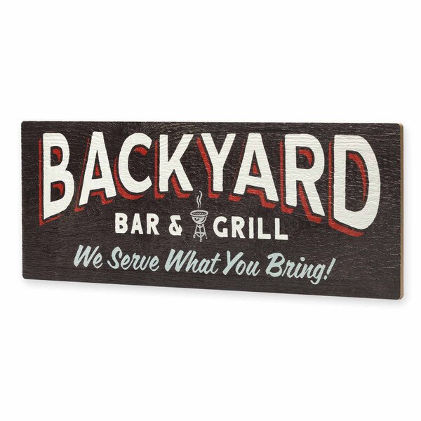 Backyard Bar & Grill Textured Wood Wall Decor Open Road Brands ShopORB
